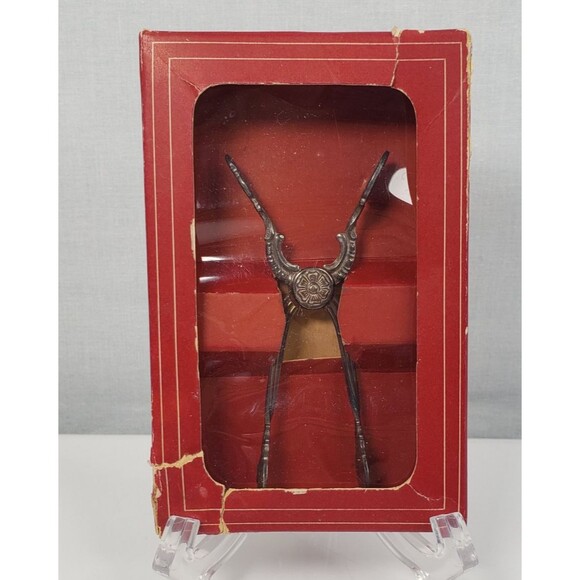 Vintage Nils Johan of Sweden Tidbit Tongs Silverplated Sugar Tongs Hinged w/Box - Picture 1 of 16